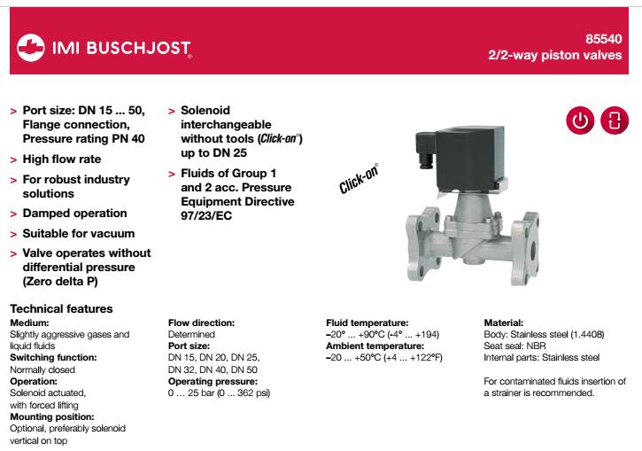 宝硕buschjost电磁阀85540系列参数图