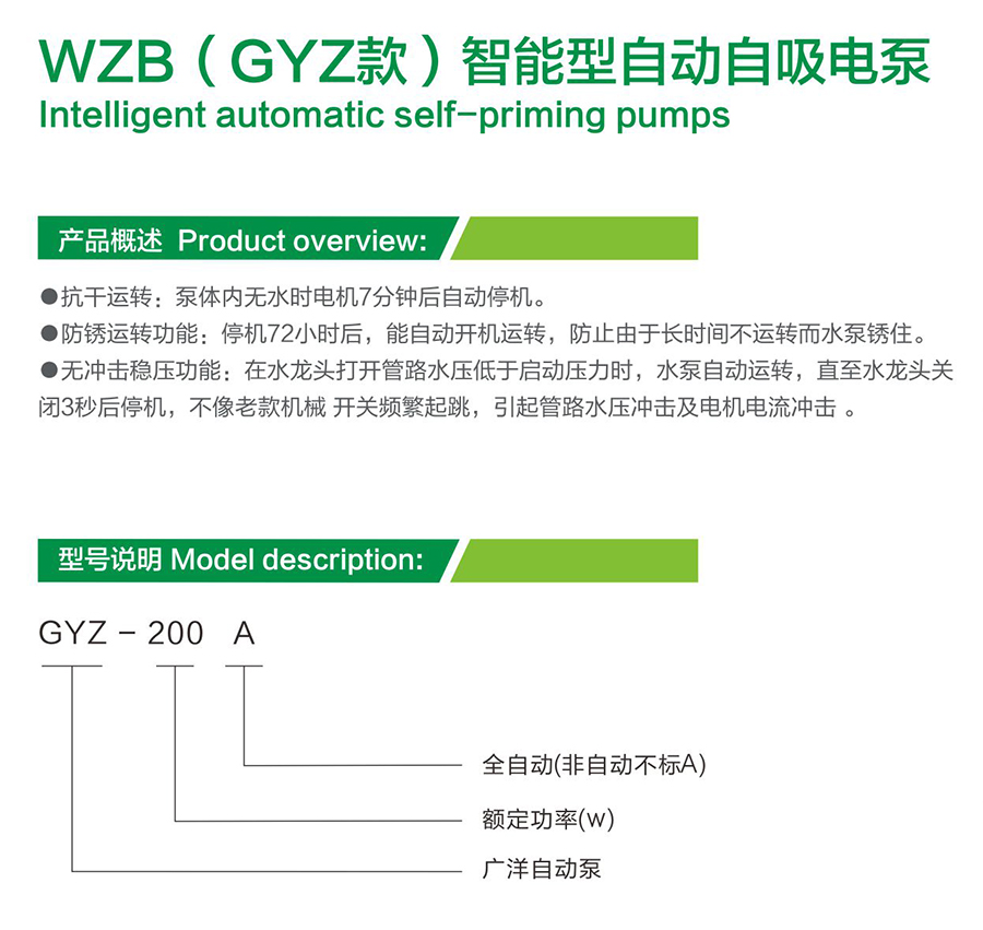 广洋WZB(GYZ款)智能型自动自吸电泵介绍图