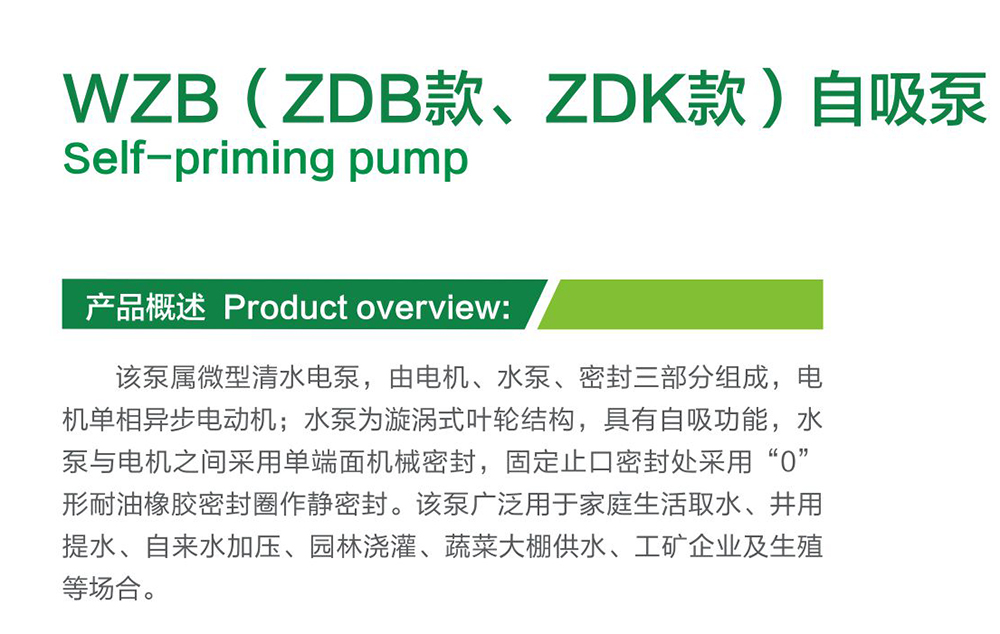 广洋WZB(ZDB款、ZDK款)自吸泵介绍图