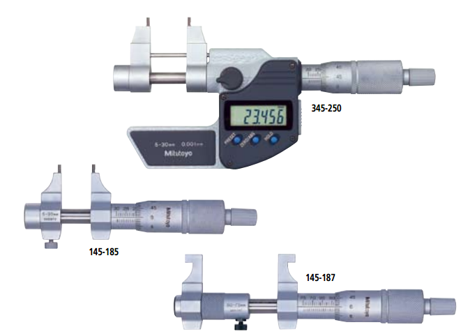 三丰(MITUTOYO) 内径千分尺 345, 145 系列 — 卡尺型 公制型 145-185