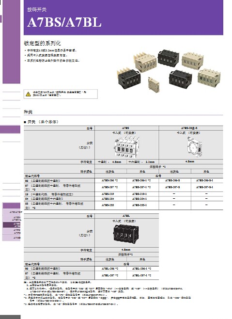 欧姆龙拨码开关A7BS_A7BL