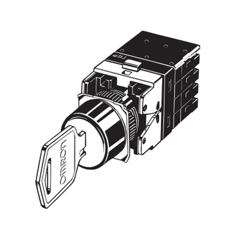 欧姆龙 OMRON 无螺钉夹箍钥匙型选择开关 A165K-T系列