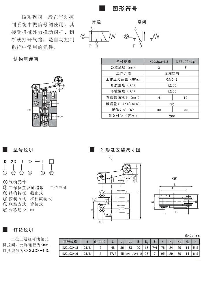 K23JC3二位三通杠杆滚轮式机控阀-参数图.jpg